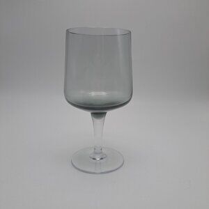 Serenity Gray Smoke Glass Wine Goblet With Clear Stemware